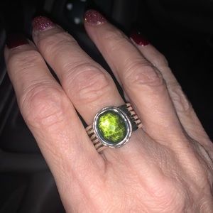 Silpada Green crystal ring. So beautiful and fun to wear